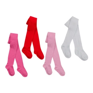 BABY TODDLER GIRL PLAIN TIGHTS WHITE PINK RED COTTON RICH WARM GIRLS 0-24 MONTHS - Picture 1 of 7