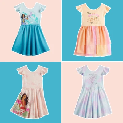 Girls Disney Princess Dress Moana, Frozen Flutter Sleeve Jumping Beans 4,5,6, 6X - Image 1 of 4