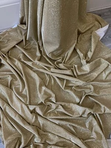 1 mtr gold sparkly moonlight,stretch dress fabric 58”wide (147cm) - Picture 1 of 7