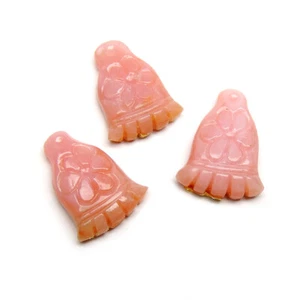 Natural Opal Footprint Design 21.50 CTS 3 PCS CARVED PINK OPAL Gemstone Set Gem - Imagen 1 de 3