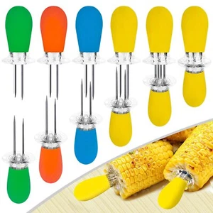 12 Pcs/6 Pairs Corn Holders Stainless Steel Corn Cob Holders Corn on the Cob Sk - Picture 1 of 6