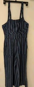 NWT Anthropologie Nicola Striped Wide Leg Jumpsuit Blue  Size 14 MSRP $158 - Picture 1 of 4