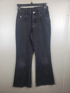 Lee Vintage Girls Size 12 R Black Jeans Flared Union Stamp Made In USA Cotton - Picture 1 of 12