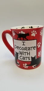 Our Name Is Mud Crazy Cat Lady I Decorate with Cats Kaffeebecher Neu Pfotenabdruck Rot - Bild 1 von 13