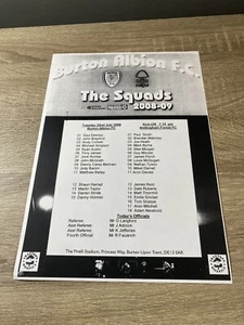 Burton Albion V Nottingham Forest Friendly 22/07/08 2008-09 Teamsheet - Picture 1 of 1