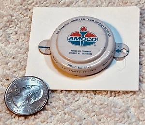 NOS Vintage AMOCO OIL CO. METAL CAP SEAL For Vent Port of a 55 Gal Drum of Oil - Picture 1 of 5