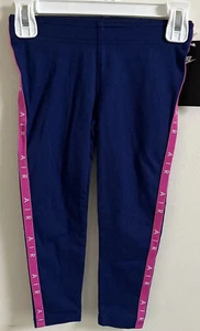 NWT Nike Girl's Air Leggings Size 4 Blue With Pink Stripe 36F998 - Picture 1 of 5