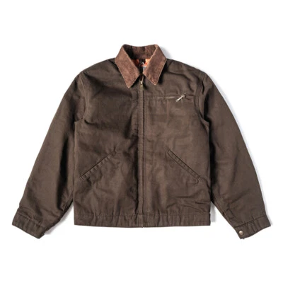 Retro Jacket Short Canvas Workwear Jacket Mens Casual Zipper Cotton Work Jackets - Image 1 of 4