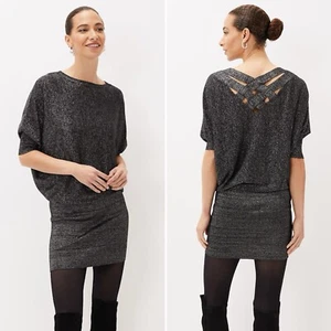 Phase Eight Allison Cross Back Shimmer Dress Gunmetal UK 8 BNWT Christmas Party - Picture 1 of 11