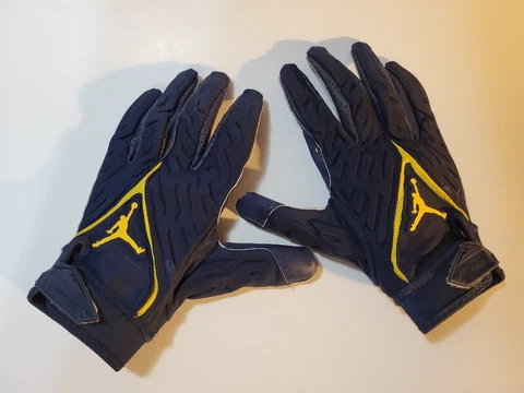 University of Michigan Nike Jordan Superbad Team Issued Football Gloves Navy 2XL Cover