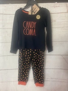 Rae Dunn Kleinkind Halloween Pyjama Schlafanzug Set "CANDY COMA" Größe 3T Neu mit Etikett - Bild 1 von 12