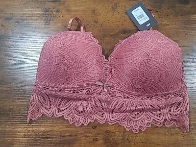 NWT Frederick's Of Hollywood Size XL Pink Finley Lace Bralette Floral #3 - Image 1 of 4