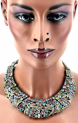 Exclusives Collier Libelle Statement Luxus Halsreif Strass sig. Heidi Daus (24) - Bild 1 von 4
