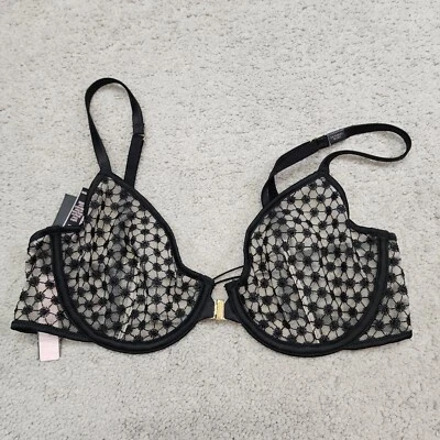 Reggiseno Victoria's Secret VS 32D LUXE LINGERIE sfoderato nero Demi - Immagine 1 di 4