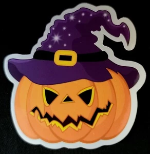 HALLOWEEN STICKER โPURPLE PUMPKIN HATโ ๐ป๐๐๐๐ป2 3/4 X 2 3/4โ GLOSSY - Picture 1 of 1