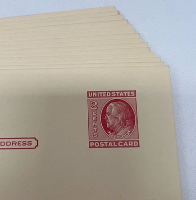 Lot of 19 US 2 Cent Postal Cards Postcards Unused 1951 Red Benjamin Franklin - Image 1 of 4