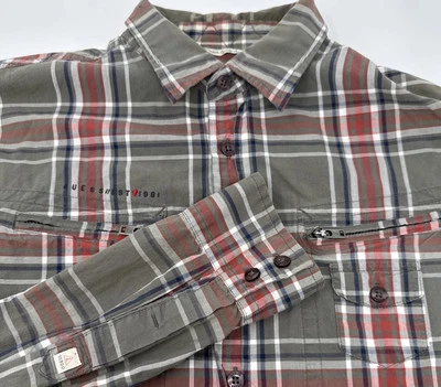 Guess Mens Long Sleeve Plaid Button up Dress Shirt Size Large Red/Tan - Image 1 of 4
