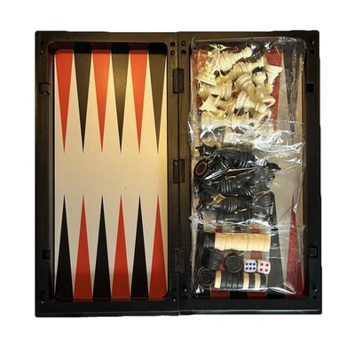 Unbranded Folding Magnetic Chess & Backgammon Board - Image 1 of 4