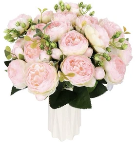 Artificial Peony Flower Silk Peonies Bouquet 4 Bundles (light pink) - Picture 1 of 8