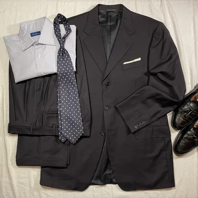 CANALI Mens 44L Navy Pinstripe Wool 2 Piece Suit 36Wx32L Pants - Image 1 of 4