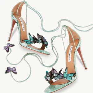 Mujeres Sandalias Puntera Cuadrada 3D Mariposa Flores Sexy Tacones Delgados Tacones Altos Correas - Imagen 1 de 12