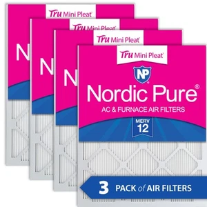 24x30x1 Nordic Pure Tru Mini Pleat MERV 12 AC Furnace Air Filters 4 Pack - Picture 1 of 7