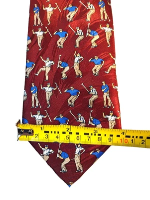 Artefactos de museo vintage 58" x 3,75" clásico estampado de golf 100 % seda corbata hecha a mano Foto 1 de 4