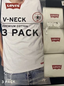 Levis Crew Neck T-Shirt 3 Pack Large Classic White Premium Cotton Undershirts - Picture 1 of 2