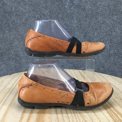 Clarks неструктурированные туфли женщин 8 M Mary Jane коричневый кожаный крюк и петля низкий верх - Изображение 1 из 4