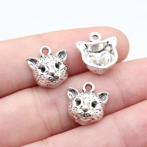 140 PCS Tibetan Silver Cat Charms Pendants 13x13MM DIY Jewelry Accessories - Picture 1 of 4