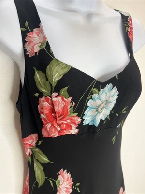 Vintage 90s Y2K Mica Floral Babydoll Dress Carrie Bradshaw Grunge Betsey Sz 8 - Image 1 of 4