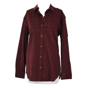 Eddie Bauer NEW $75 Dark Berry Purple Corduroy Collared 100% Cotton Top - Picture 1 of 13