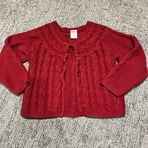 Vintage Girls 4T 100% Cotton Cableknit Thick Chunky Knit Cozy Cardigan Sweater - Picture 1 of 5