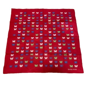 HANAE MORI *Butterfly Red Handkerchief made in japan - Picture 1 of 2