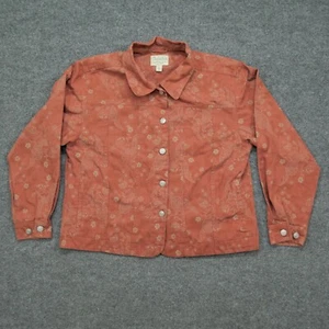Cabelas Jean Jacket Womens Large Orange Brown Paisley Casual Denim - Picture 1 of 13
