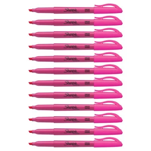 Sharpie Pocket Style Highlighter, Chisel Tip, Fluorescent Pink, 12-Count - Picture 1 of 2
