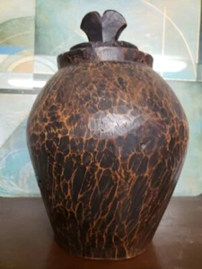 Vintage Solid Hand Carved Tree Wood Vase Natural Home decor Log Cabin country - Picture 1 of 7