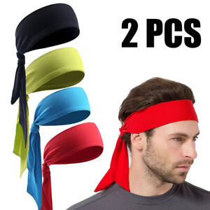 2 Pack Sport Sweat Band Thin Stretch Sport Yoga Gym Hair Band Wrap for Women Men