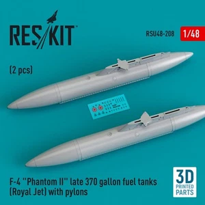 1:48 ResKit RSU48-0208 F-4 Phantom II Late 370 Gal tanques de combustible pilones 3D - Imagen 1 de 1