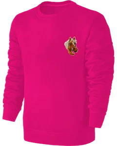 Kinder Pferd Stickerei Sweatshirt - Mädchen Pferde Reiter Pullover Pulli - Pink - Bild 1 von 2