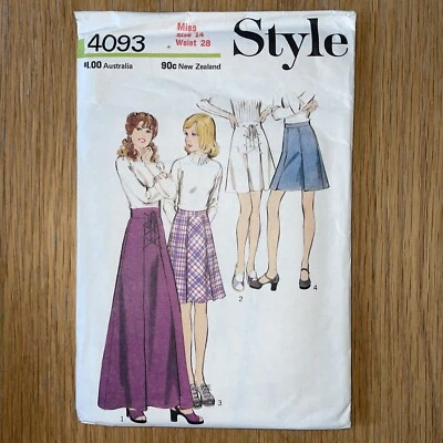 Style 4093 ~ Pleated Skirt Sewing Pattern CUT ~ Miss, Size 14, Waist 28” - Image 1 of 2
