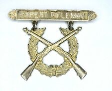 WWI U.S. Marine Corps Rifle Expert Badge Rifleman Pin Back Medal STERLING SILVER