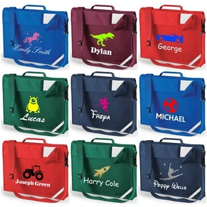 Personalised Book Bag Junior with Strap Designs Back to School Boys Girls Kids - Picture 1 of 9