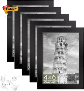 4X6 Picture Frame Set of 5 Photo Frames for 4X6 Pictures Wall Gallery Black - Picture 1 of 8