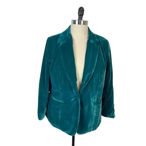 Jessica London Blazer Green Velvet Classic New Womens Long Sleeve Collared 18 - Picture 1 of 9