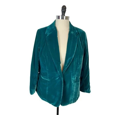 Blazer Jessica London para mujer talla 18 terciopelo verde clásico nuevo ambiente navideño Foto 1 de 4