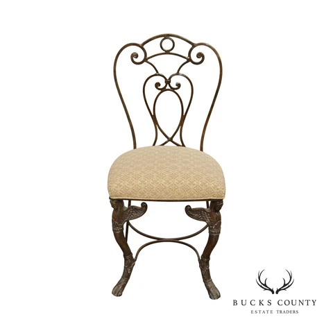 French Neoclassical Style Figural Carved Accent Chair Cover