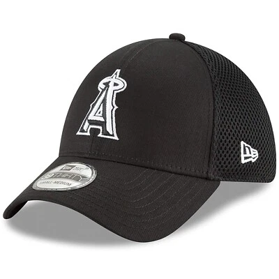 Authentic New Era Men Los Angeles Angels Black White Neo 39THIRTY Flex Cap Hat - Image 1 of 4