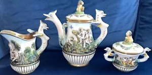 Capodimonte Cherub Dragon Demitasse Espresso Set Teekanne Milchkännchen & Zuckerdose - Bild 1 von 20