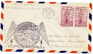 US 1937 First Flight Cover CAM 19 Fort Myers to St. Petersburg Florida 19N42 - Picture 1 of 2